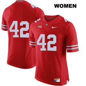 Women's NCAA Ohio State Buckeyes Bradley Robinson #42 College Stitched No Name Authentic Nike Red Football Jersey GX20J05KW